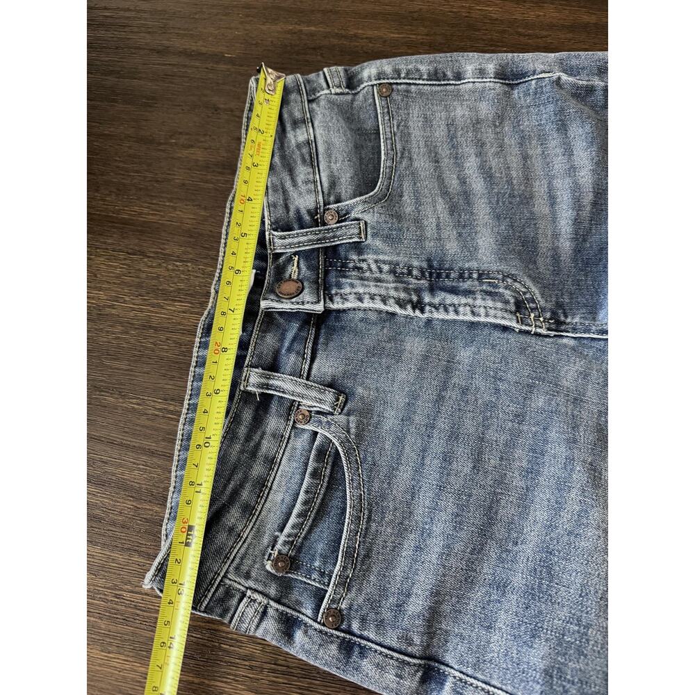 OAT Jeans Womens 4/27 Blue Mid Rise Wide Leg Crop Frayed Raw Hem Denim - Picture 6 of 9